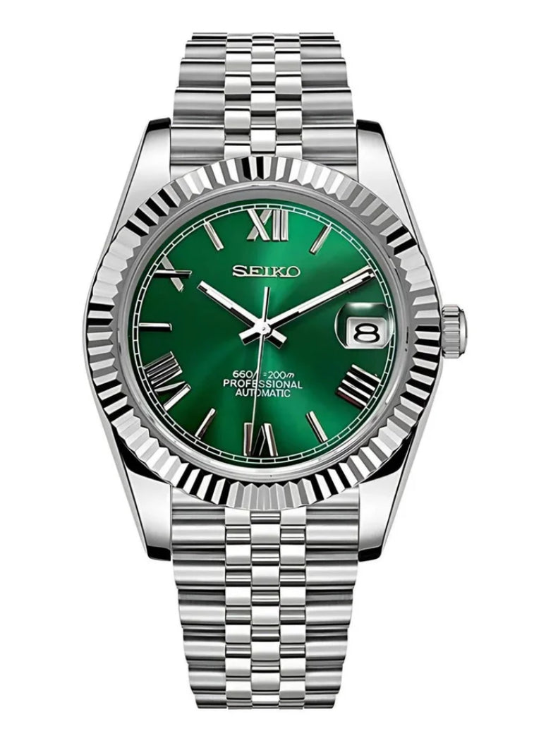 Datejust Mod Silver ~ Roman Green